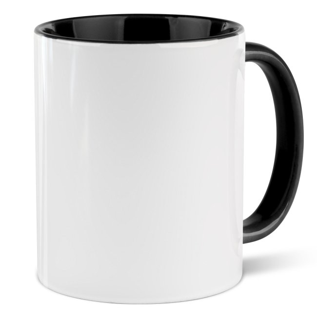 Farbige Tasse 300 ml - Innen &amp; Henkel Schwarz - ohne Druck