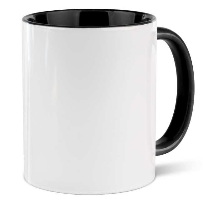 Farbige Tasse 300 ml - Innen &amp; Henkel Schwarz - ohne Druck