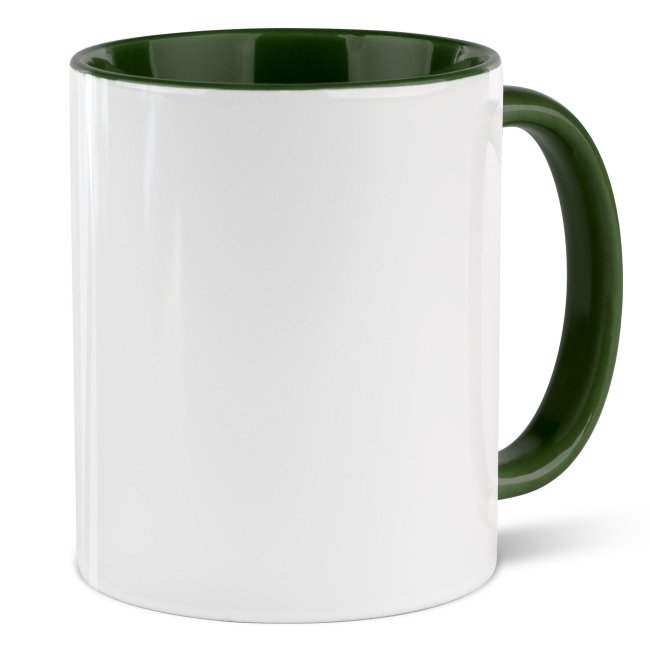 Farbige Tasse 300 ml - Innen &amp; Henkel Dunkelgr&uuml;n - ohne Druck