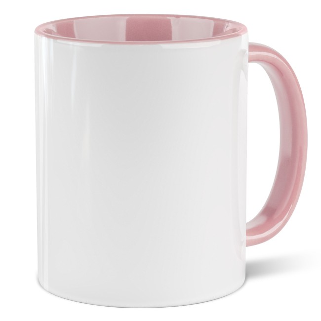 Farbige Tasse 300 ml - Innen &amp; Henkel Rosa - ohne Druck