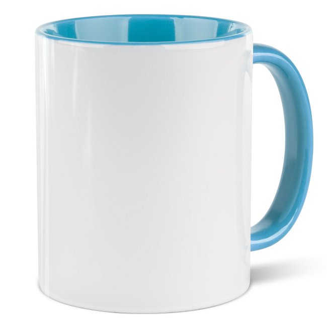 Farbige Tasse 300 ml - Innen &amp; Henkel Hellblau - ohne Druck