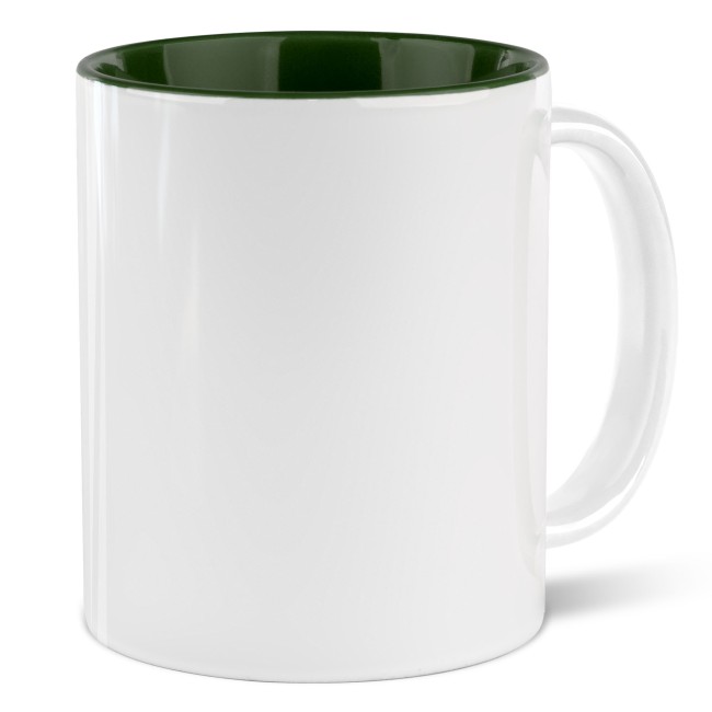 Farbige Tasse 300 ml - Innen Dunkelgr&uuml;n - ohne Druck