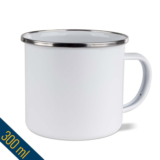 Emaille-Tasse 300 ml - silberner Rand - ohne Druck