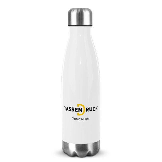 Edelstahl Trinkflasche mit Sockel - Wei&szlig; - in zwei Gr&ouml;&szlig;en