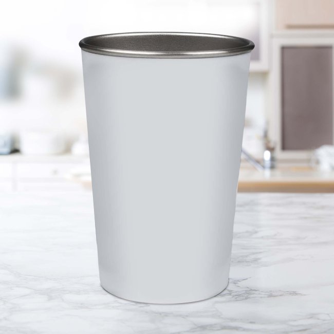 Edelstahl Metallbecher ohne Henkel - Wei&szlig; matt - konisch - 400 ml - ohne Druck