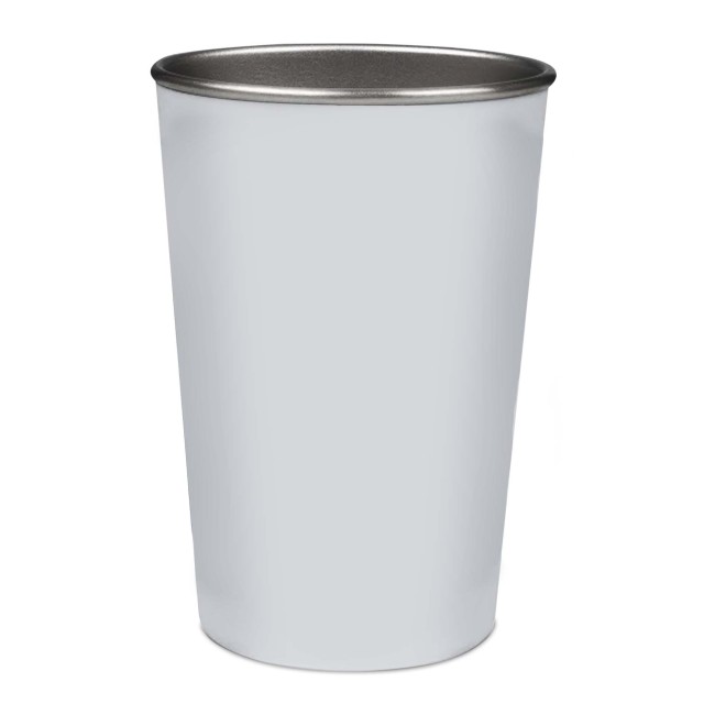 Edelstahl Metallbecher ohne Henkel - Wei&szlig; matt - konisch - 400 ml - ohne Druck