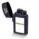 Sturmfeuerzeug schwarz-matt mit Logo und Wunschtext