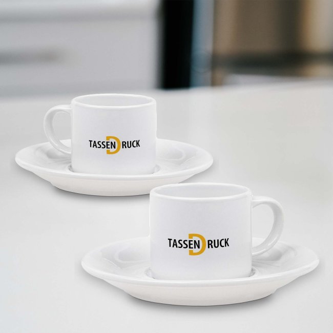 Espresso Tasse aus Keramik - Henkel rund - mit Teller - 70 ml