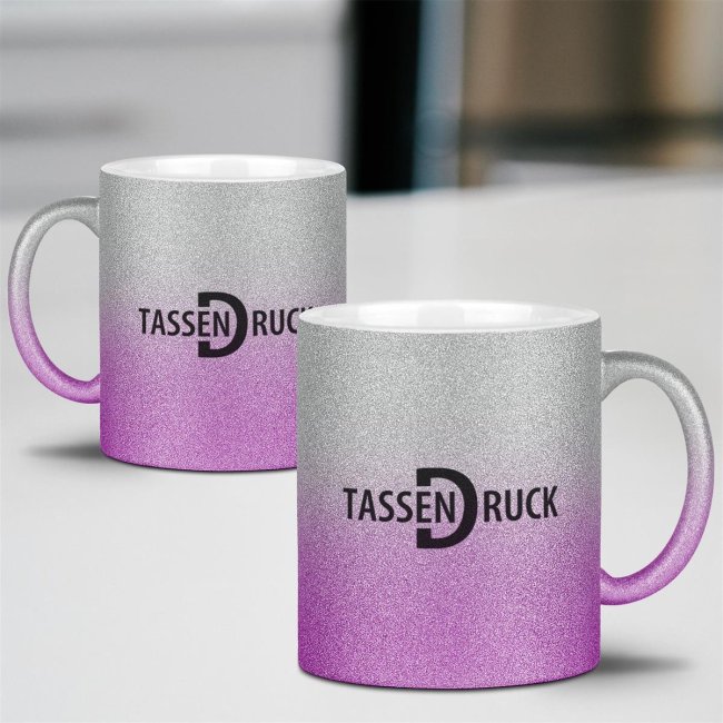 Glitzertasse aus Keramik - 300 ml -  7 Farbt&ouml;ne
