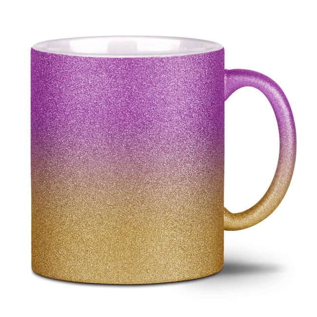 Glitzertasse aus Keramik - Pink-Gold - 300 ml - ohne Druck
