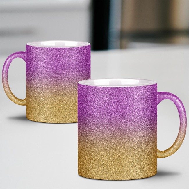 Glitzertasse aus Keramik - Pink-Gold - 300 ml - ohne Druck