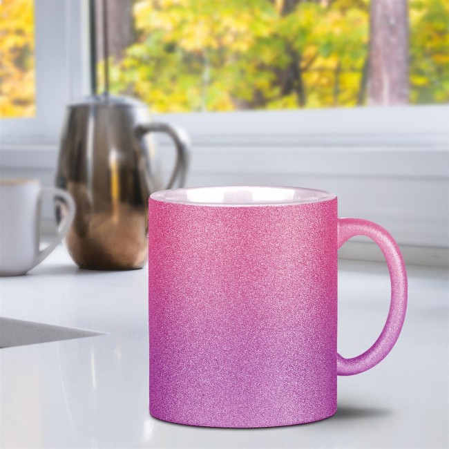 Glitzertasse aus Keramik - Rosa-Pink - 300 ml - ohne Druck