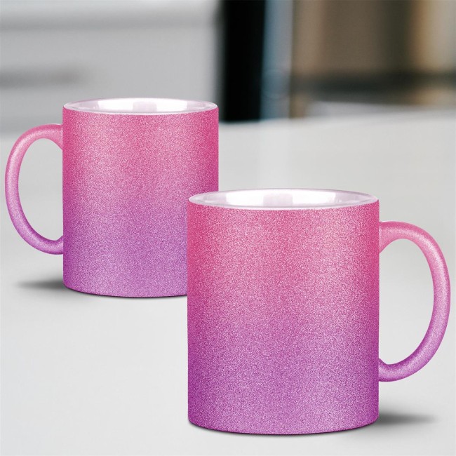 Glitzertasse aus Keramik - Rosa-Pink - 300 ml - ohne Druck
