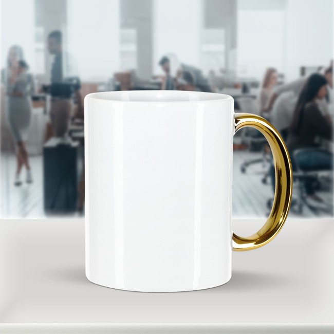Keramiktasse mit Goldhenkel - 300 ml - ohne Druck