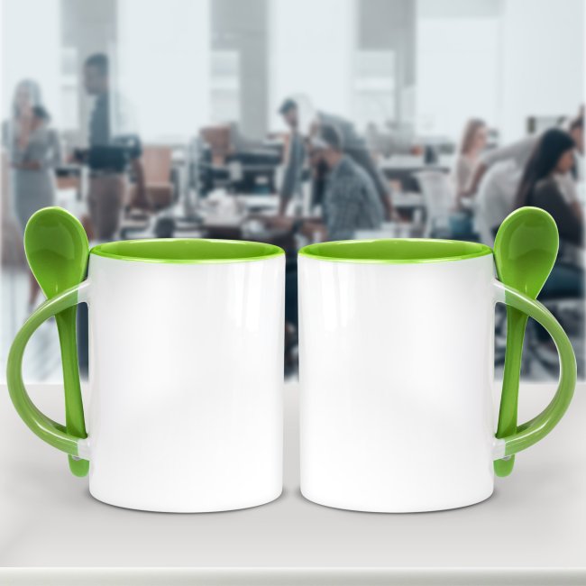 Bauchige L&ouml;ffeltasse - 300 ml - Gr&uuml;n - ohne Druck
