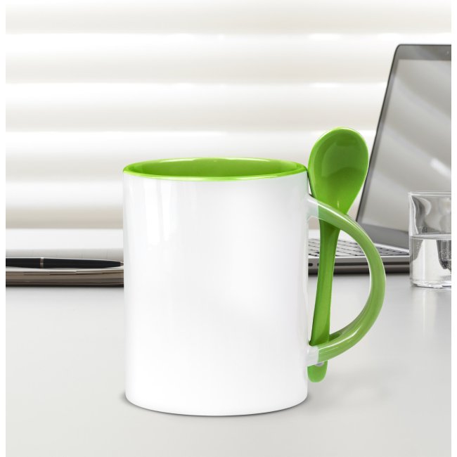 Bauchige L&ouml;ffeltasse - 300 ml - Gr&uuml;n - ohne Druck