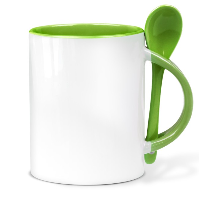 Bauchige L&ouml;ffeltasse - 300 ml - Gr&uuml;n - ohne Druck