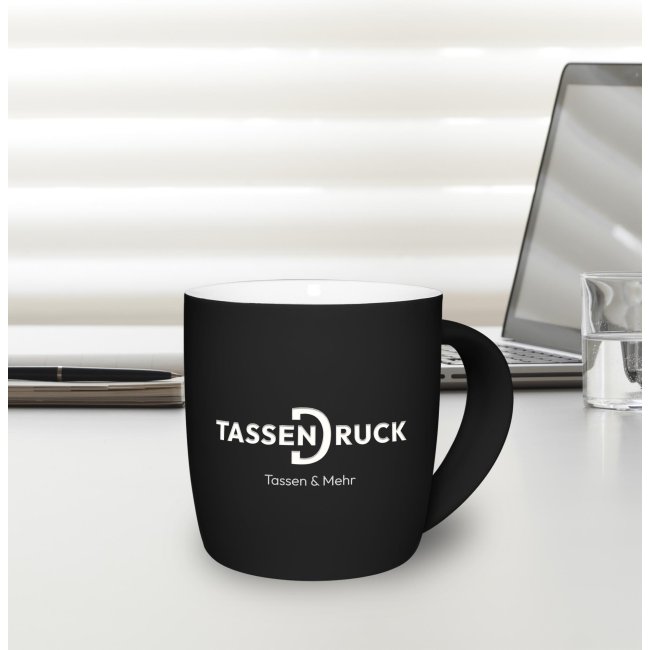 Gummierte Porzellan Tasse zum Gravieren - 300 ml - 4 Farbt&ouml;ne