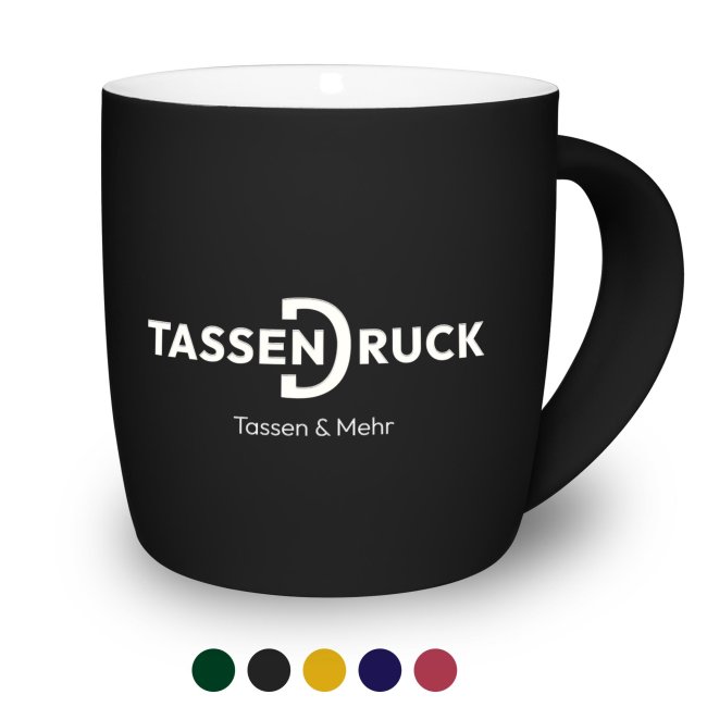 Gummierte Porzellan Tasse zum Gravieren - 300 ml - 4 Farbt&ouml;ne