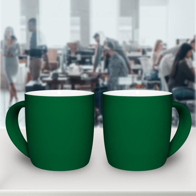 Gummierte Porzellan Tasse - 300 ml - Gr&uuml;n - ohne Veredlung
