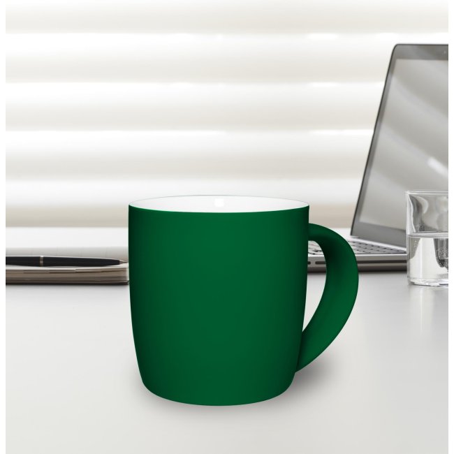 Gummierte Porzellan Tasse - 300 ml - Gr&uuml;n - ohne Veredlung