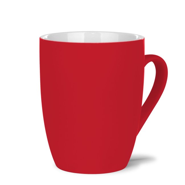 Gummierte, hohe Porzellan Tasse - 300 ml - Rot - ohne Veredlung