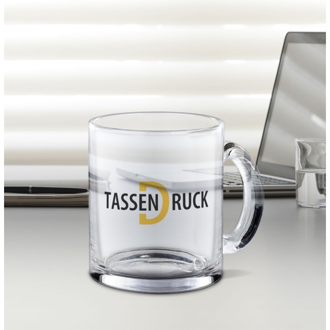 Glastasse - 300 ml - klar - inkl. Druck - Druckbereich 180 x 60 mm