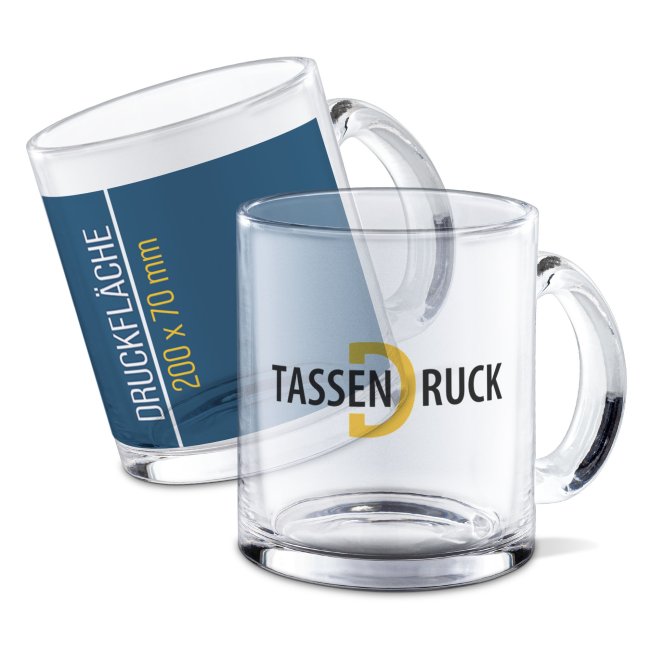 Glastasse - 300 ml - klar - inkl. Druck - Druckbereich 220 x 70 mm