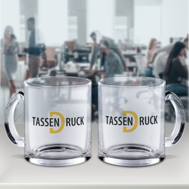 Glastasse - 300 ml - klar - inkl. Druck - Druckbereich 220 x 70 mm